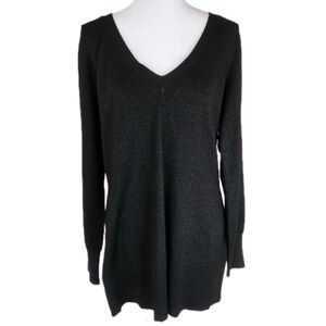 White House Black Market Metallic Tunic Sweater Women's Large Glitter Shimmer